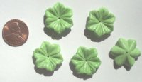 5 20x7mm Carved Howlite Green Flowers